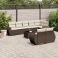 Preview: ARDEBO.de - 9-tlg. Garten-Sofagarnitur mit Kissen Braun Poly Rattan