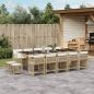 Preview: ARDEBO.de - 15-tlg. Garten-Essgruppe mit Kissen Beige Poly Rattan