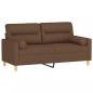 Preview: 2-Sitzer-Sofa mit Zierkissen Braun 140 cm Stoff