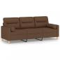 Preview: 3-Sitzer-Sofa mit Zierkissen Braun 180 cm Stoff