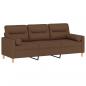 Preview: 3-Sitzer-Sofa mit Zierkissen Braun 180 cm Stoff