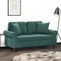 Preview: ARDEBO.de - 2-Sitzer-Sofa mit Zierkissen Dunkelgrün 120 cm Samt