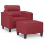 Preview: Sessel mit Hocker Weinrot 60 cm Kunstleder