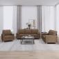 Preview: ARDEBO.de - 3-tlg. Sofagarnitur mit Kissen Braun Stoff
