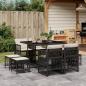 Preview: ARDEBO.de - 9-tlg. Garten-Essgruppe mit Kissen Schwarz Poly Rattan