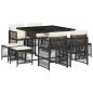 Preview: 9-tlg. Garten-Essgruppe mit Kissen Schwarz Poly Rattan