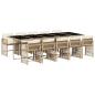Preview: 11-tlg. Garten-Essgruppe mit Kissen Beige Poly Rattan
