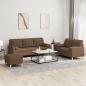 Preview: ARDEBO.de - 3-tlg. Sofagarnitur mit Kissen Braun Stoff