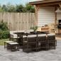 Preview: ARDEBO.de - 11-tlg. Garten-Essgruppe mit Kissen Braun Poly Rattan