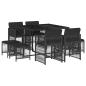 Preview: 9-tlg. Garten-Essgruppe mit Kissen Schwarz Poly Rattan
