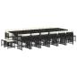 Preview: 17-tlg. Garten-Essgruppe mit Kissen Schwarz Poly Rattan