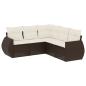 Preview: 5-tlg. Garten-Sofagarnitur mit Kissen Braun Poly Rattan