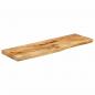 Preview: Tischplatte 110x30x3,8 cm Baumkante Massivholz Raues Mangoholz