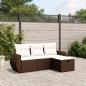 Preview: ARDEBO.de - 4-tlg. Garten-Sofagarnitur mit Kissen Braun Poly Rattan