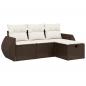 Preview: 4-tlg. Garten-Sofagarnitur mit Kissen Braun Poly Rattan