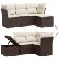 Preview: 4-tlg. Garten-Sofagarnitur mit Kissen Braun Poly Rattan