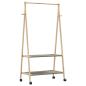 Preview: ARDEBO.de - Kleiderständer mit Ablagen und Rollen 96x45,5x155,5 cm Bambus