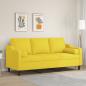 Preview: ARDEBO.de - 3-Sitzer-Sofa mit Zierkissen Hellgelb 180 cm Stoff