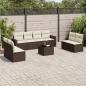 Preview: ARDEBO.de - 9-tlg. Garten-Sofagarnitur mit Kissen Braun Poly Rattan