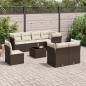 Preview: ARDEBO.de - 9-tlg. Garten-Sofagarnitur mit Kissen Braun Poly Rattan