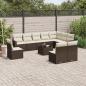 Preview: ARDEBO.de - 11-tlg. Garten-Sofagarnitur mit Kissen Braun Poly Rattan