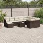 Preview: ARDEBO.de - 11-tlg. Garten-Sofagarnitur mit Kissen Braun Poly Rattan