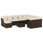 Preview: 11-tlg. Garten-Sofagarnitur mit Kissen Braun Poly Rattan