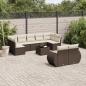 Preview: ARDEBO.de - 10-tlg. Garten-Sofagarnitur mit Kissen Braun Poly Rattan