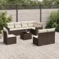 Preview: ARDEBO.de - 9-tlg. Garten-Sofagarnitur mit Kissen Braun Poly Rattan
