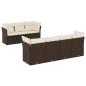 Preview: 8-tlg. Garten-Sofagarnitur mit Kissen Braun Poly Rattan
