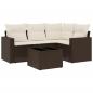 Preview: 5-tlg. Garten-Sofagarnitur mit Kissen Braun Poly Rattan