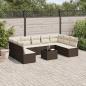 Preview: ARDEBO.de - 10-tlg. Garten-Sofagarnitur mit Kissen Braun Poly Rattan