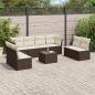 Preview: ARDEBO.de - 9-tlg. Garten-Sofagarnitur mit Kissen Braun Poly Rattan
