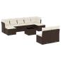 Preview: 10-tlg. Garten-Sofagarnitur mit Kissen Braun Poly Rattan
