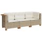 Preview: Gartensofa mit Kissen 3-Sitzer Beige Poly Rattan