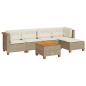 Preview: 6-tlg. Garten-Sofagarnitur mit Kissen Beige Poly Rattan