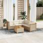 Preview: ARDEBO.de - 6-tlg. Garten-Sofagarnitur mit Kissen Beige Poly Rattan