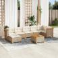Preview: ARDEBO.de - 8-tlg. Garten-Sofagarnitur mit Kissen Beige Poly Rattan