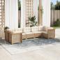 Preview: ARDEBO.de - 7-tlg. Garten-Sofagarnitur mit Kissen Beige Poly Rattan