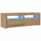 Preview: TV-Schrank mit LED Artisan-Eiche 120x35x40 cm Holzwerkstoff