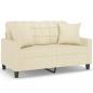 Preview: 2-Sitzer-Sofa mit Zierkissen Creme 120 cm Kunstleder