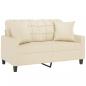 Preview: 2-Sitzer-Sofa mit Zierkissen Creme 120 cm Kunstleder