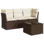 Preview: 4-tlg. Garten-Sofagarnitur mit Kissen Braun Poly Rattan
