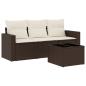 Preview: 4-tlg. Garten-Sofagarnitur mit Kissen Braun Poly Rattan