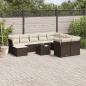 Preview: ARDEBO.de - 11-tlg. Garten-Sofagarnitur mit Kissen Braun Poly Rattan