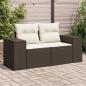 Preview: ARDEBO.de - Gartensofa mit Kissen 2-Sitzer Braun Poly Rattan
