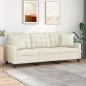 Preview: ARDEBO.de - 3-Sitzer-Sofa mit Zierkissen Creme 180 cm Kunstleder