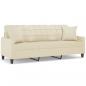 Preview: 3-Sitzer-Sofa mit Zierkissen Creme 180 cm Kunstleder