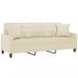 Preview: 3-Sitzer-Sofa mit Zierkissen Creme 180 cm Kunstleder