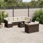 Preview: ARDEBO.de - 10-tlg. Garten-Sofagarnitur mit Kissen Braun Poly Rattan